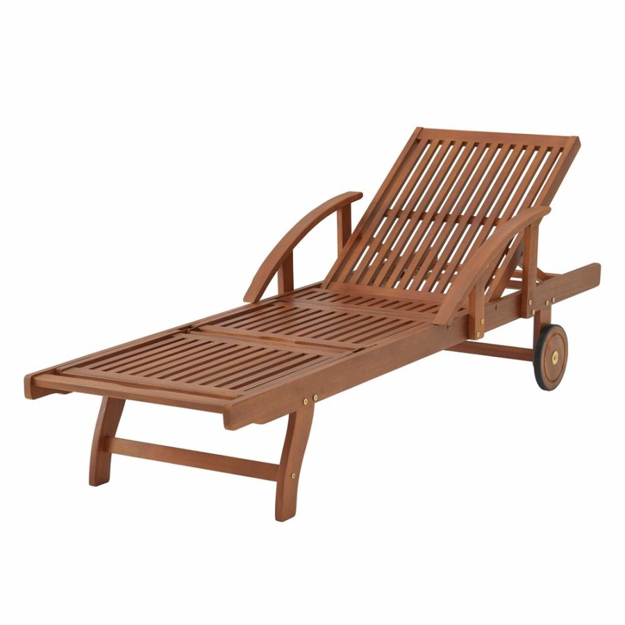 * Alaterre Caspian Stationary Natural Wood Lounge Chair With Slat Seat Best