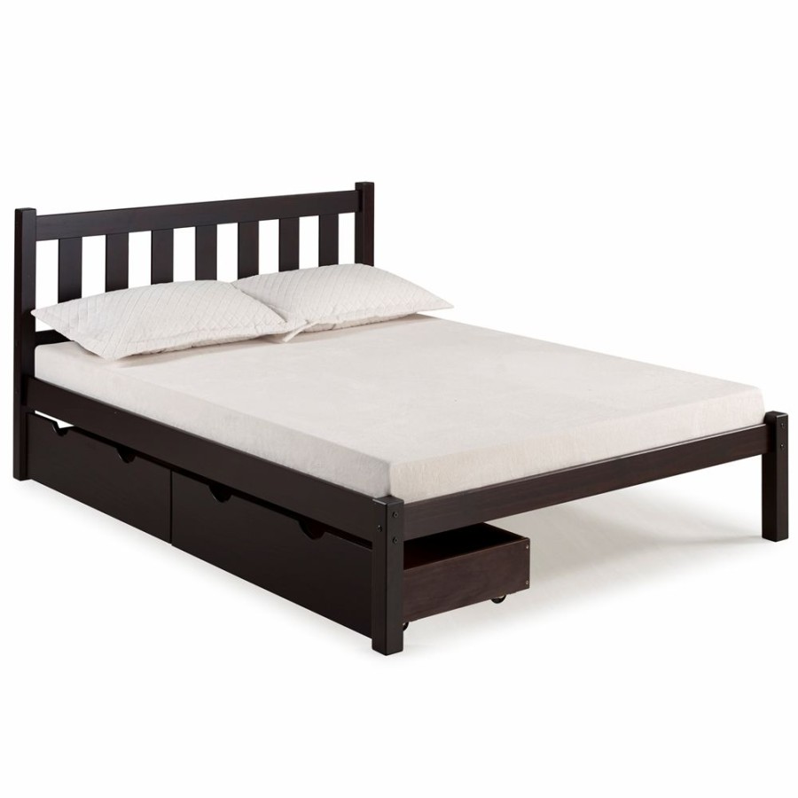 * Alaterre Poppy Espresso Full Platform Bed With Integrated Storage Hot