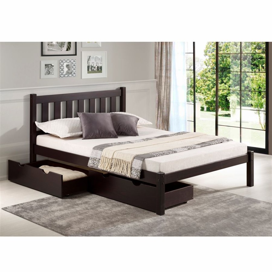 * Alaterre Poppy Espresso Full Platform Bed With Integrated Storage Hot