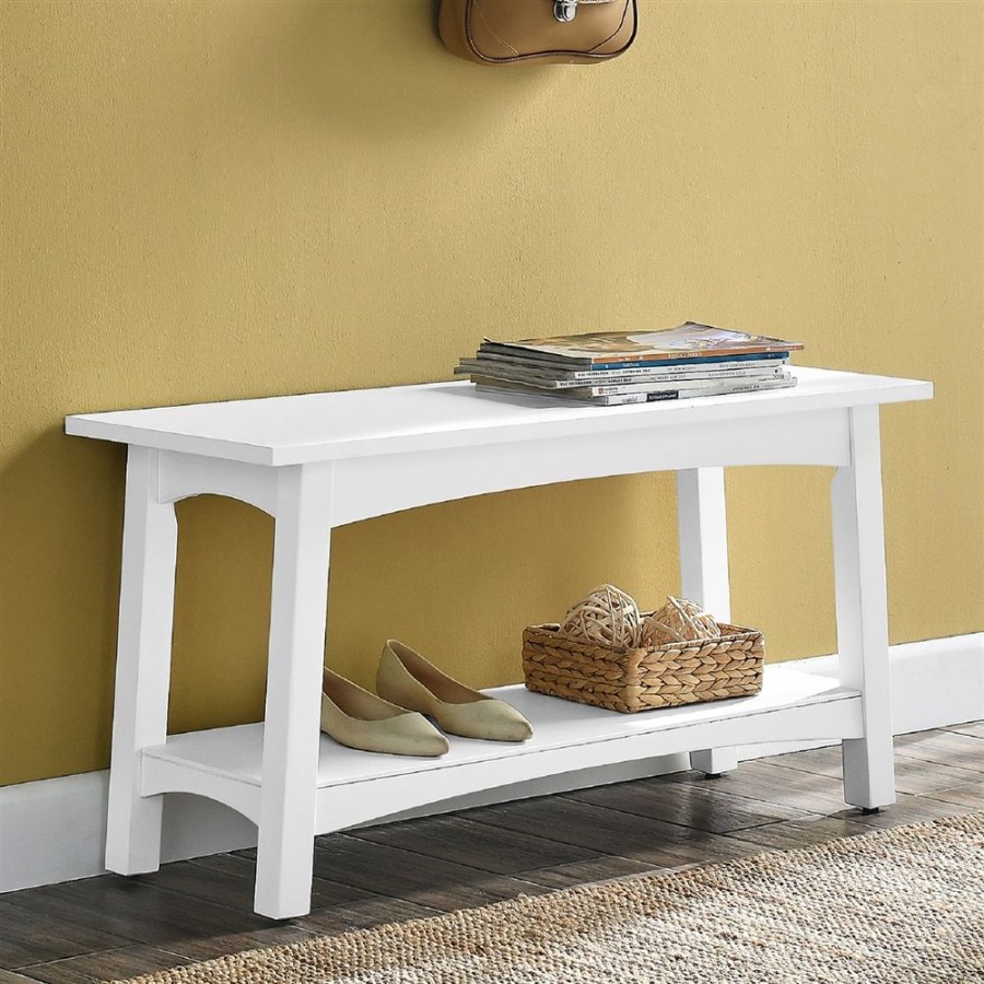 * Alaterre Craftsbury Rustic White Accent Bench Online