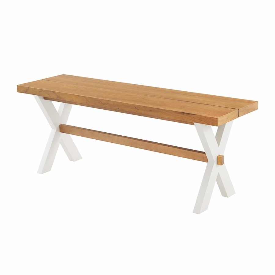 * Alaterre Chelsea Rustic Brown And White Accent Bench Hot