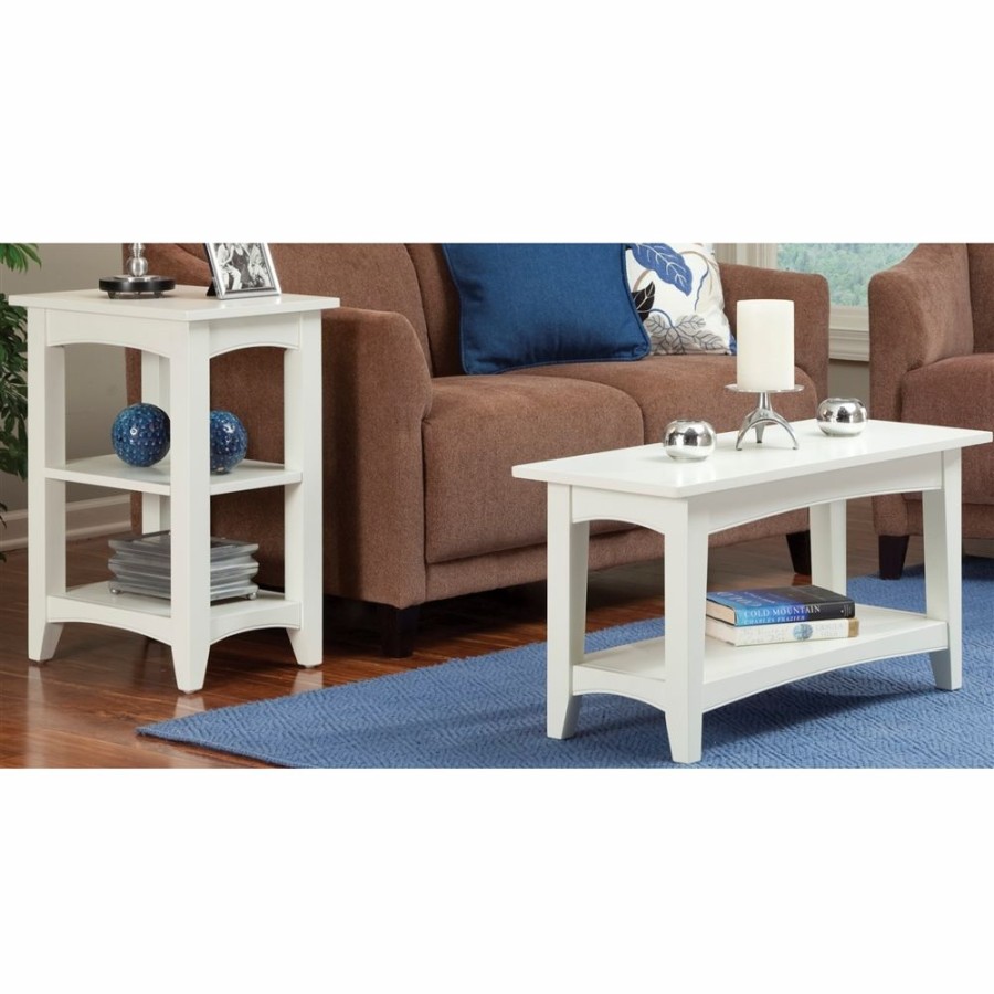 * Alaterre Shaker Cottage Ivory Wood Rectangular End Table Online