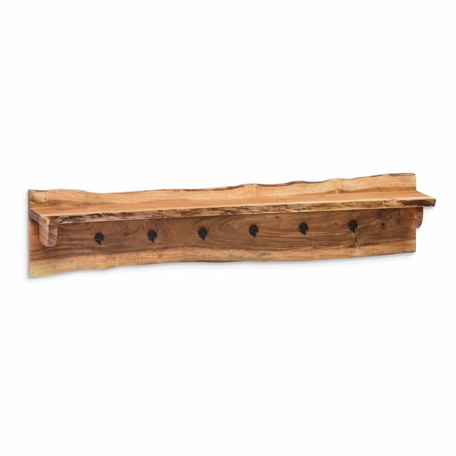 * Alaterre Hairpin Rustic Natural 6-Hook Hook Rack With Shelf And Bench Wholesale