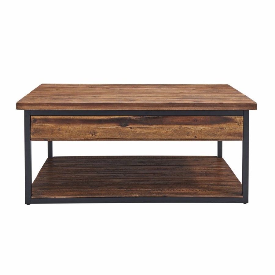 * Alaterre Claremont 48-In Rustic Wood Coffee Table With Drawer And Low Shelf Clearance