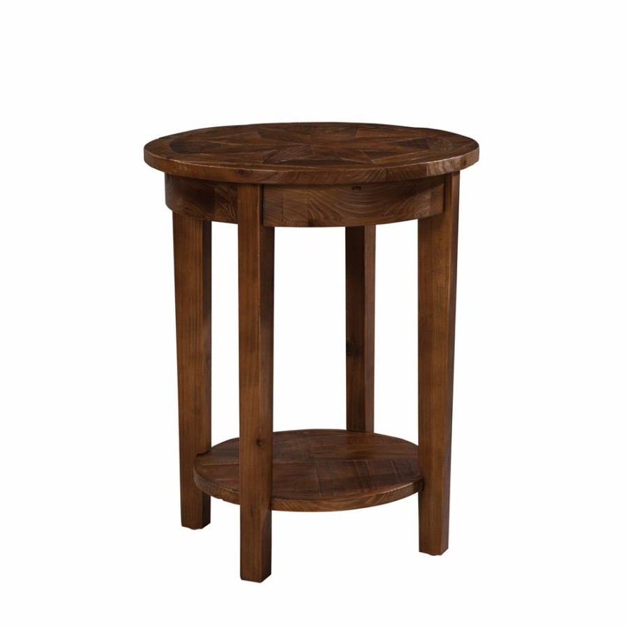 * Alaterre Revive Brown Wood Round End Table Hot