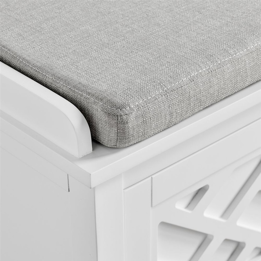 * Alaterre Coventry Rustic White Accent Bench With Integrated Storage Hot