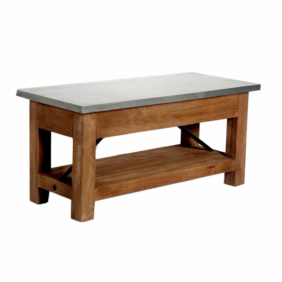 * Alaterre Millwork Rustic Metal And Wood Bench Hot