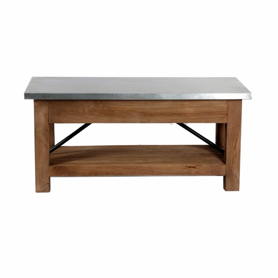 * Alaterre Millwork Rustic Metal And Wood Bench Hot