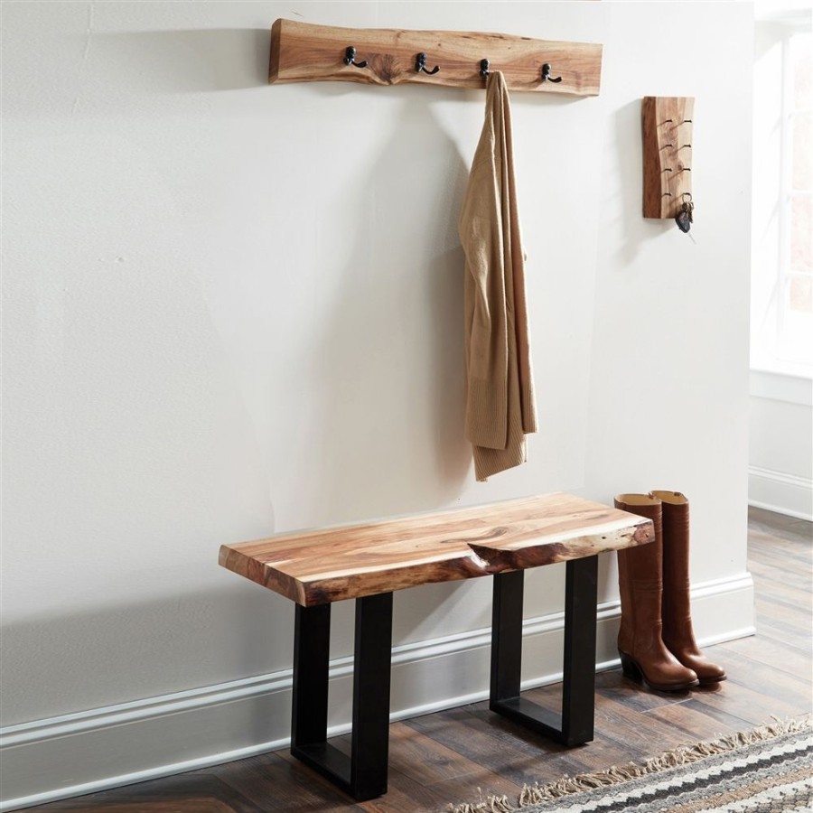 * Alaterre Alpine Rustic Live Edge 36-In Natural And Black Bench Online