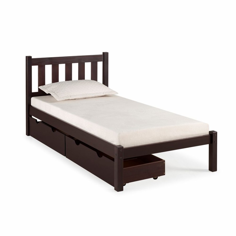 * Alaterre Poppy Espresso Twin Platform Bed With Integrated Storage New