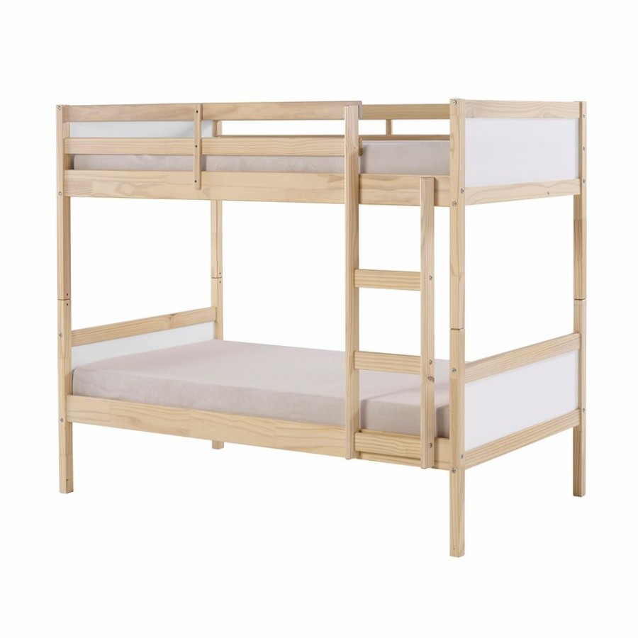 * Alaterre Mod White And Natural Twin Over Twin Bunk Bed Best