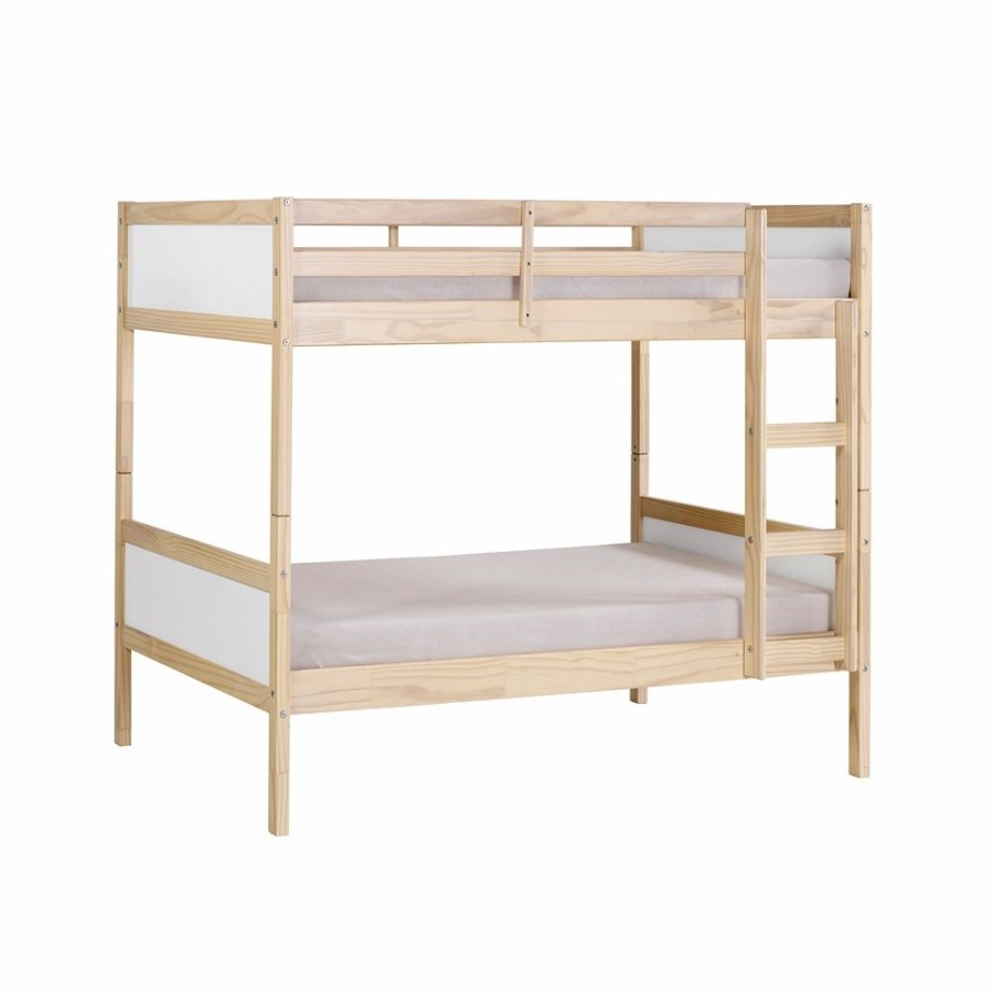 * Alaterre Mod White And Natural Twin Over Twin Bunk Bed Best