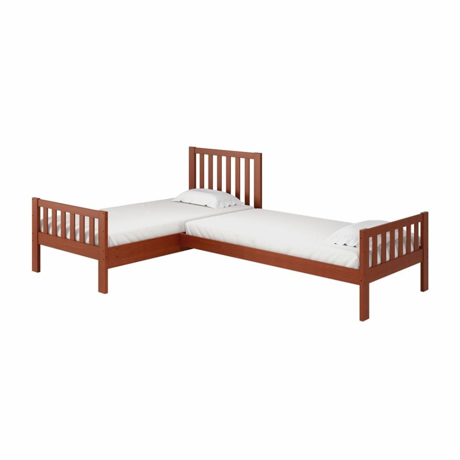 * Alaterre Aurora Chestnut L-Shaped Twin Frame Bed Best