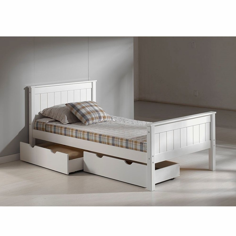 * Alaterre Harmony White Twin Platform Bed With Integrated Storage Clearance