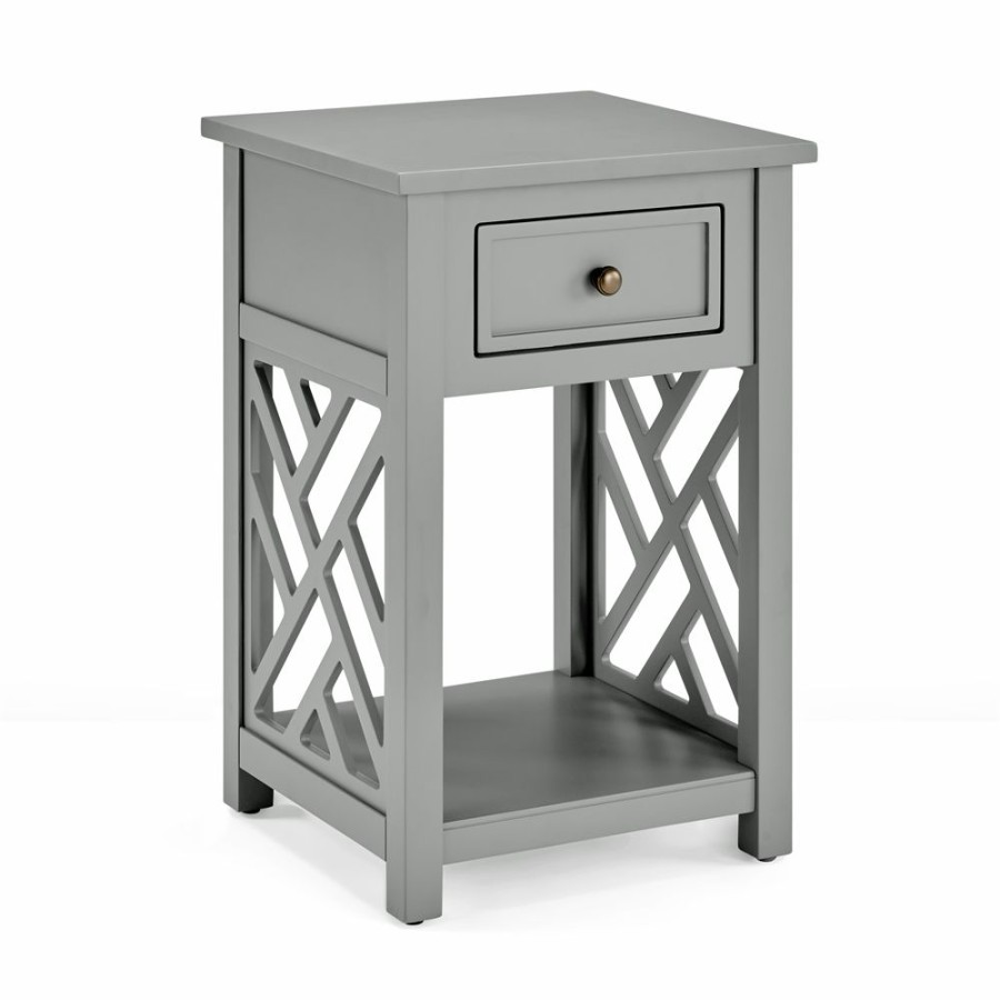 * Alaterre Coventry Grey Wood Square End Table With Drawer Hot