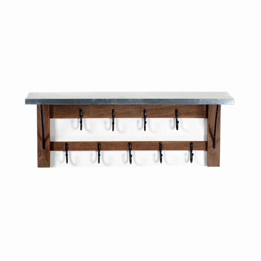 * Alaterre Millwork Silver 9-Hook Hook Rack With Shelf Best