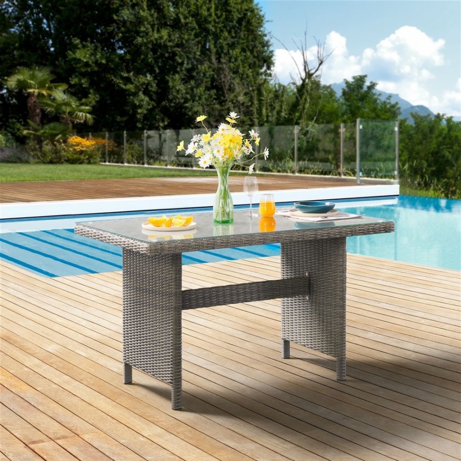 * Alaterre Asti Grey Frame Patio Dining Set With Grey Cushions Included 3-Piece Clearance