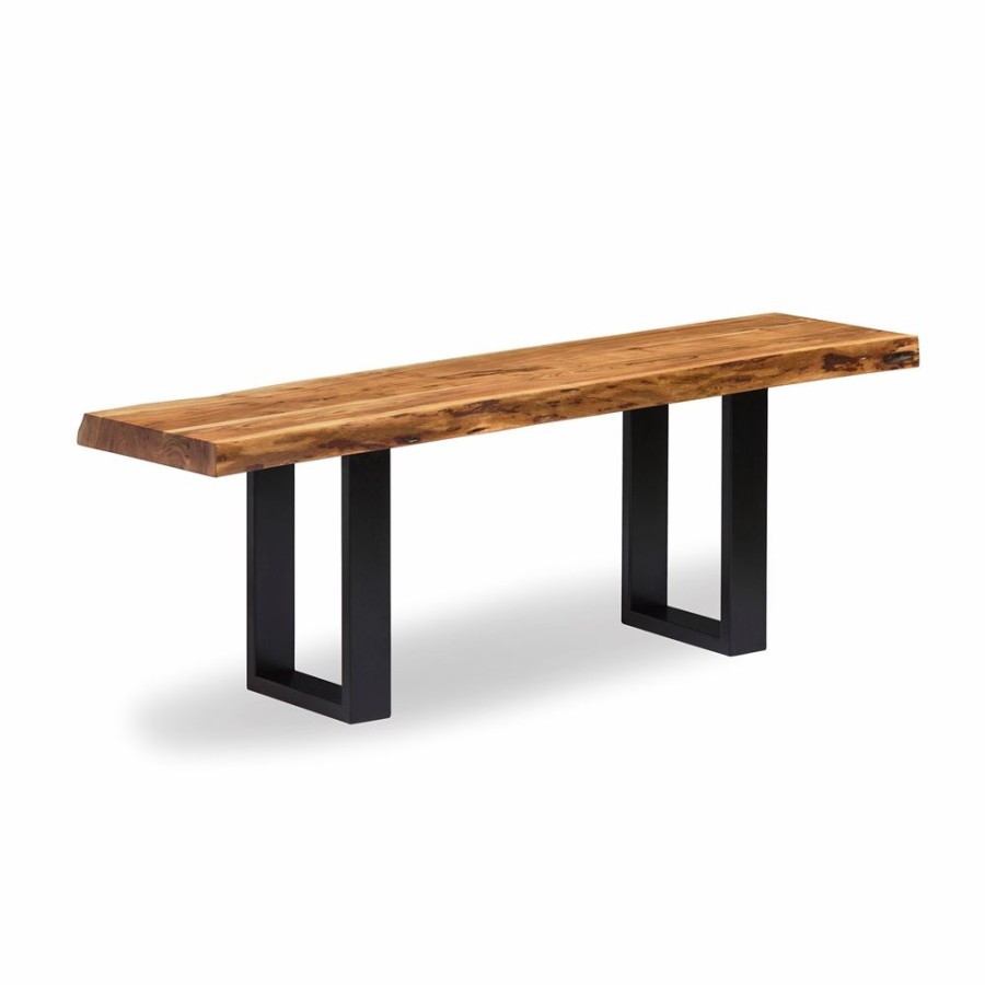 * Alaterre Alpine Rustic Live Edge 48-In Natural And Black Bench Hot