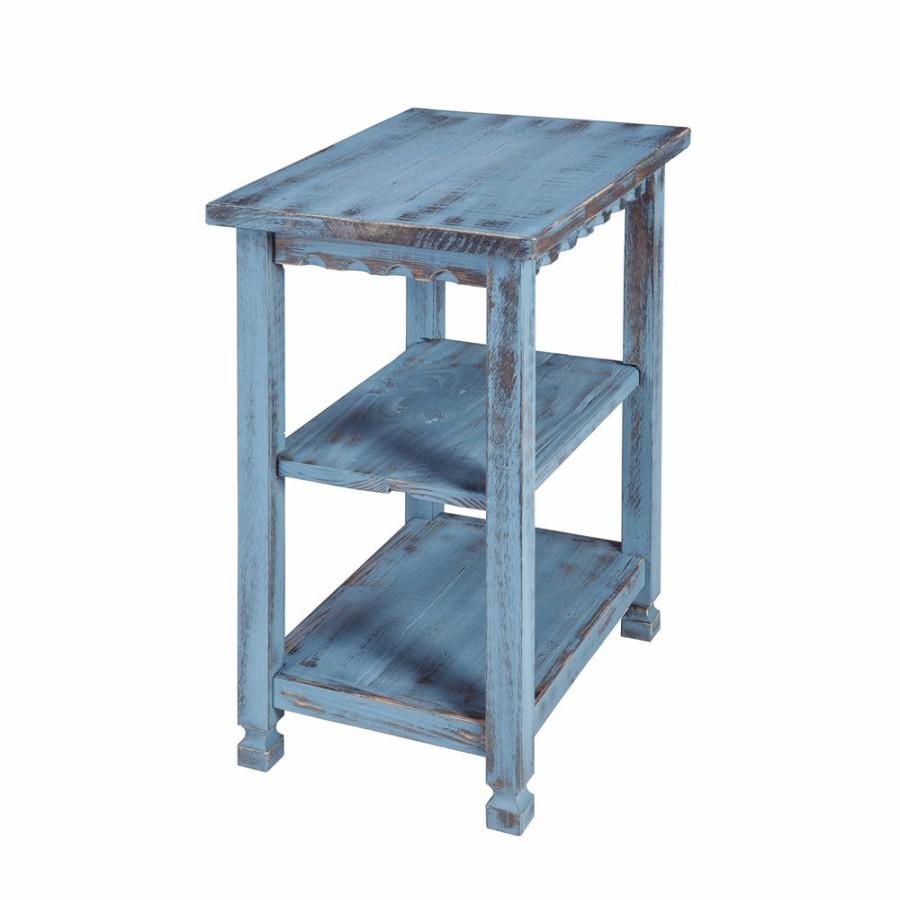 * Alaterre Country Cottage Antique Blue Wood Rectangular End Table Best