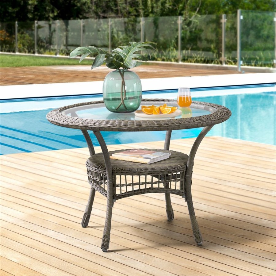 * Alaterre Carolina/Asti Grey Frame Patio Dining Set With Grey Cushions Included 5-Piece Hot