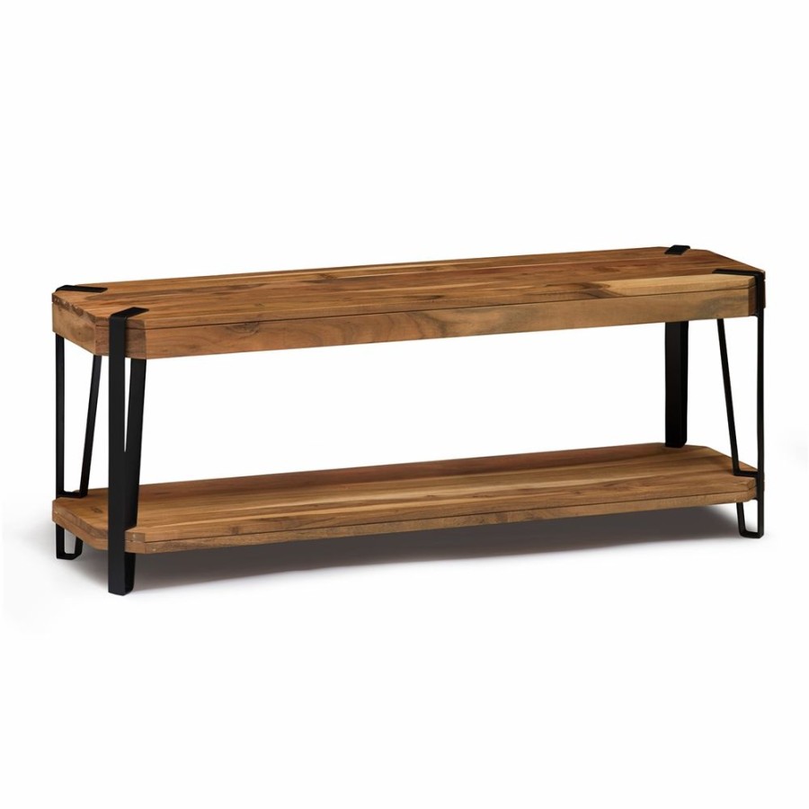 * Alaterre Ryegate Rustic Live Edge Brown And Black Bench Online