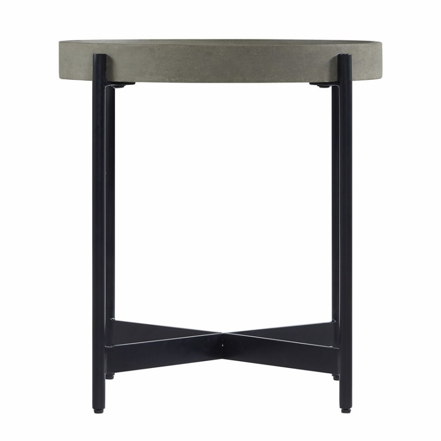 * Alaterre Brookline Black Wood And Concrete Round End Table Hot ...