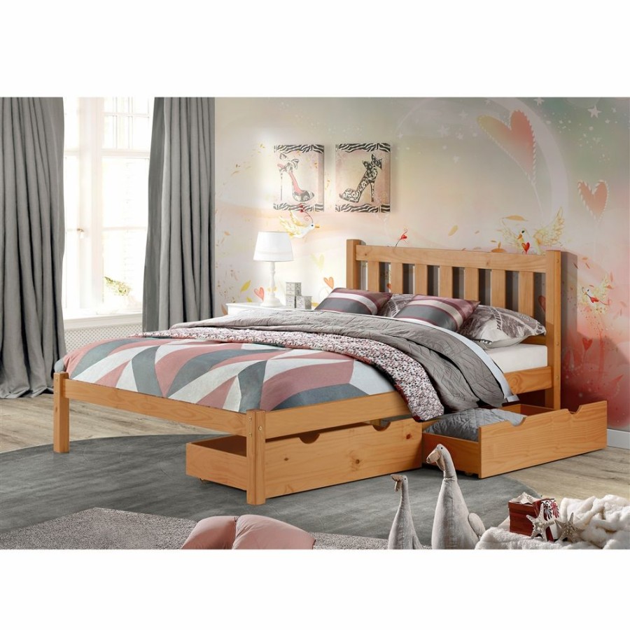 * Alaterre Poppy Cinnamon Full Platform Bed With Integrated Storage New