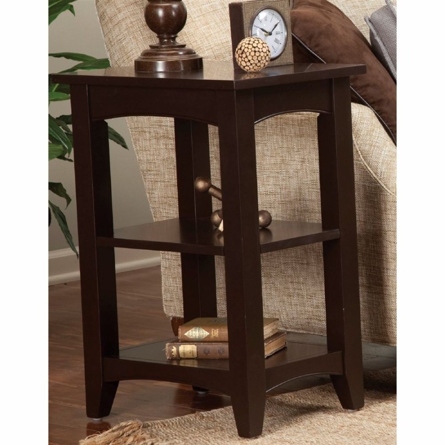 * Alaterre Shaker Cottage Chocolate Wood Rectangular End Table New