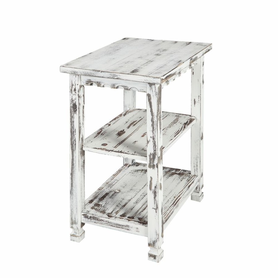 * Alaterre Country Cottage Antique White Wood Rectangular End Table Wholesale