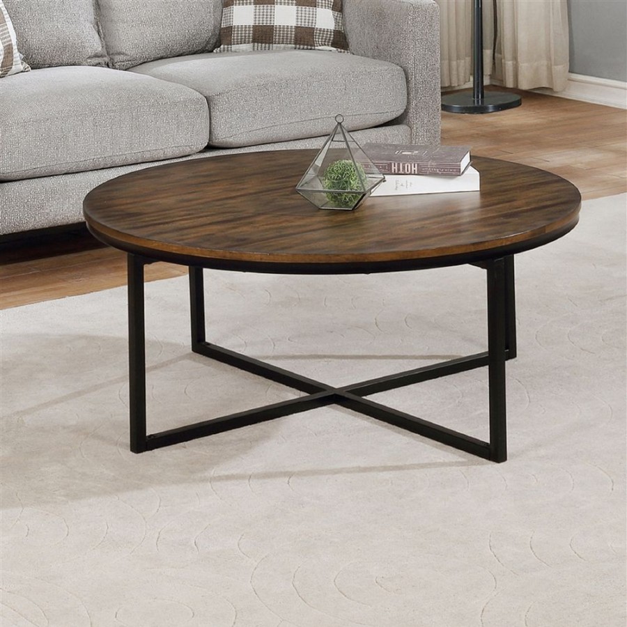 * Alaterre Arcadia Acacia Wood 42-In Round Coffee Table Antiqued Mocha Hot