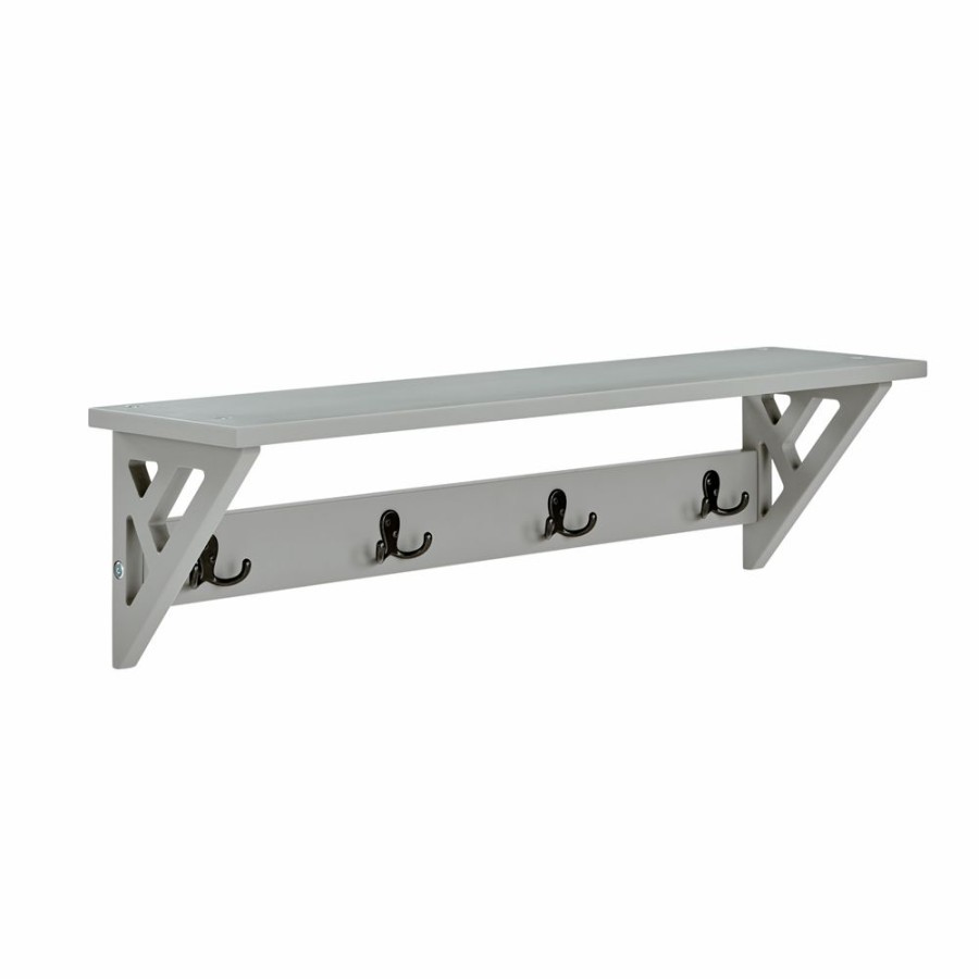 * Alaterre Coventry Grey 4-Hook Hook Rack With Shelf And Bench Best