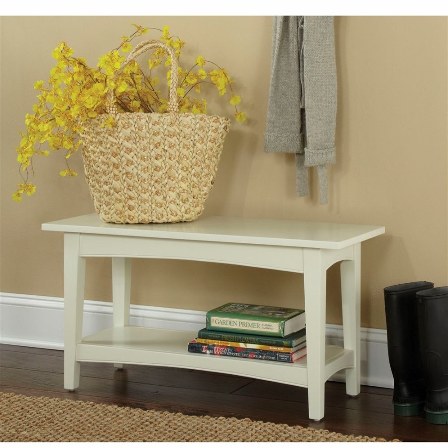 * Alaterre Shaker Cottage Rustic Ivory Accent Bench Online