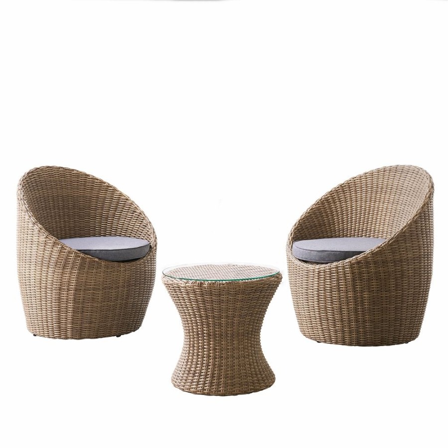 * Alaterre Strafford All-Weather Wicker Outdoor Set With Two Chairs And 18 H Cocktail Table Clearance