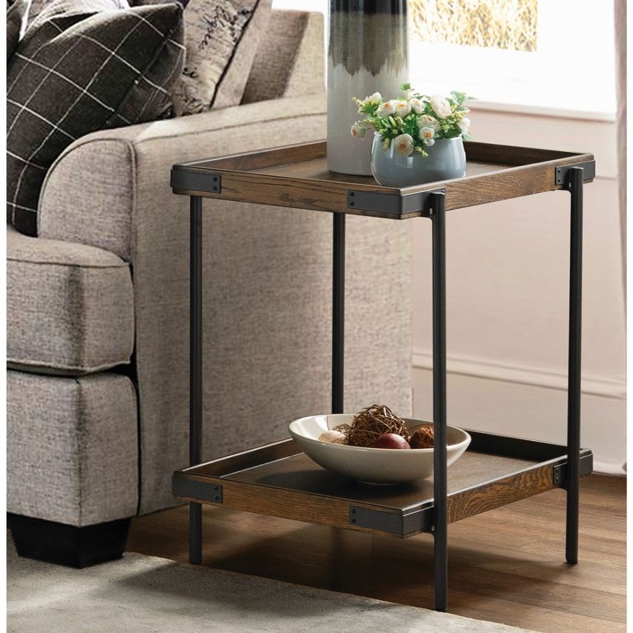 * Alaterre Kyra Black And Brown Wood Rectangular End Table Online