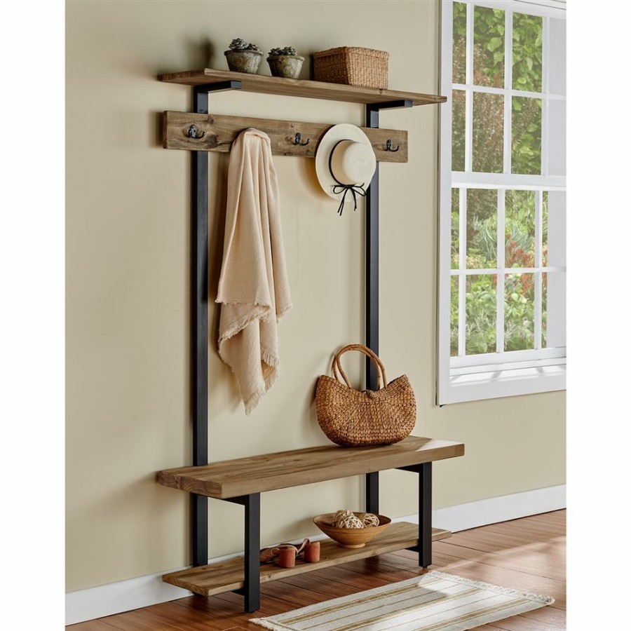 * Alaterre Pomona Brown 5-Hook Hook Rack, Shelves And Bench Wholesale