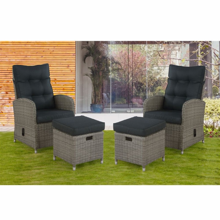 * Alaterre Monaco All-Weather 4-Piece Set With Two Reclining Chairs And Two Ottomans Wholesale