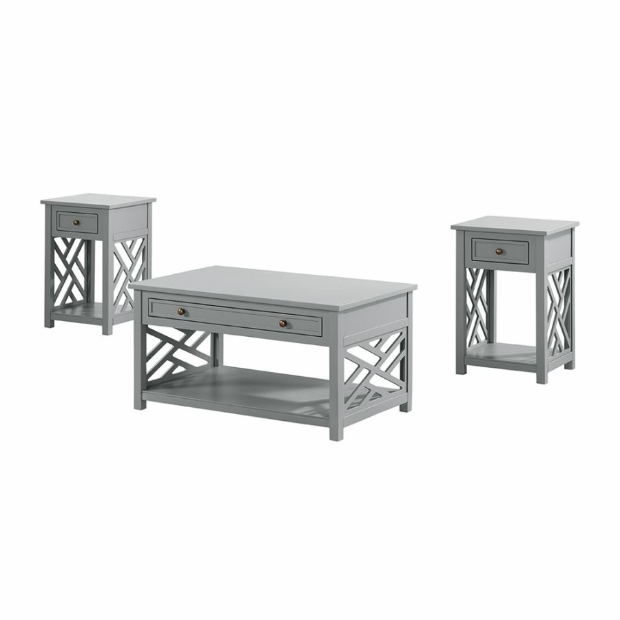 * Alaterre Coventry Grey Pine Accent Table Set 3-Piece Hot