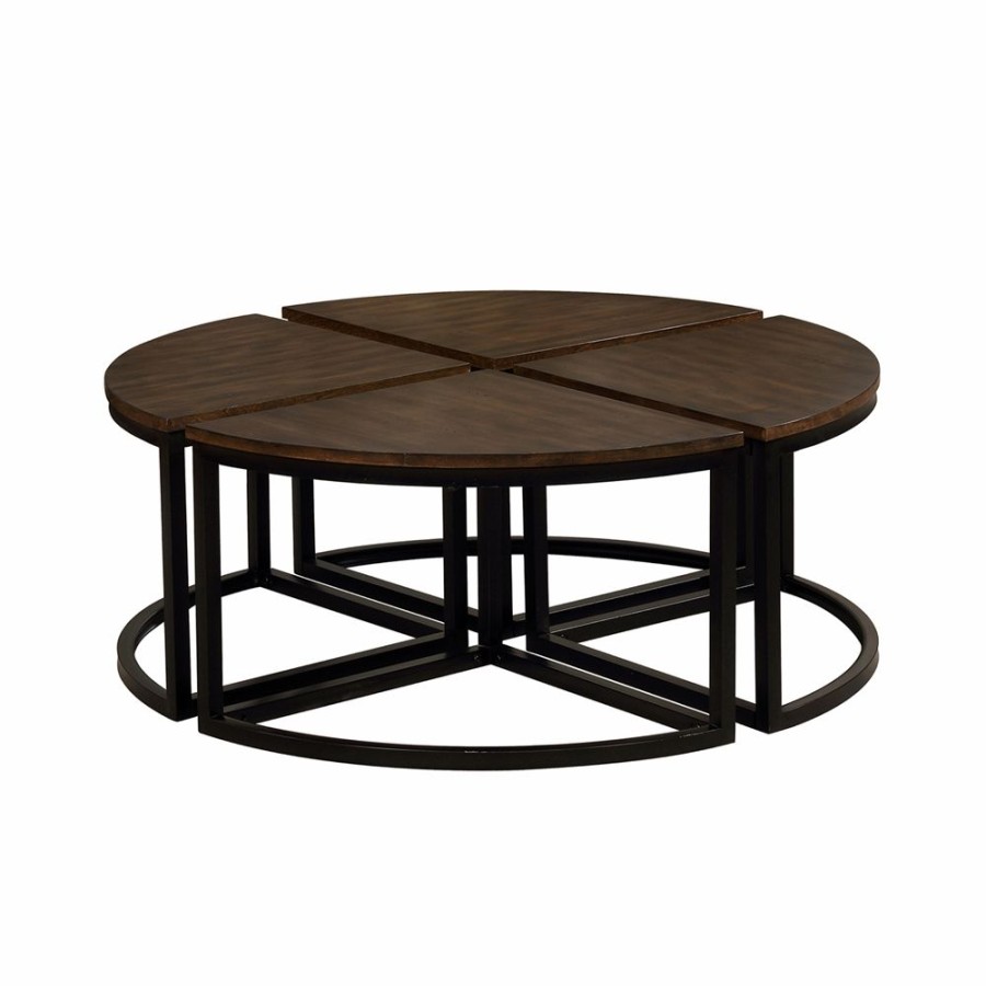 * Alaterre Arcadia Dark Brown Acacia Accent Table Set 4-Piece New