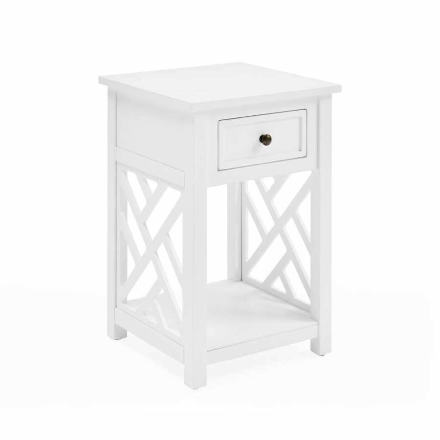 * Alaterre Coventry White Wood Square End Table With Drawer Best