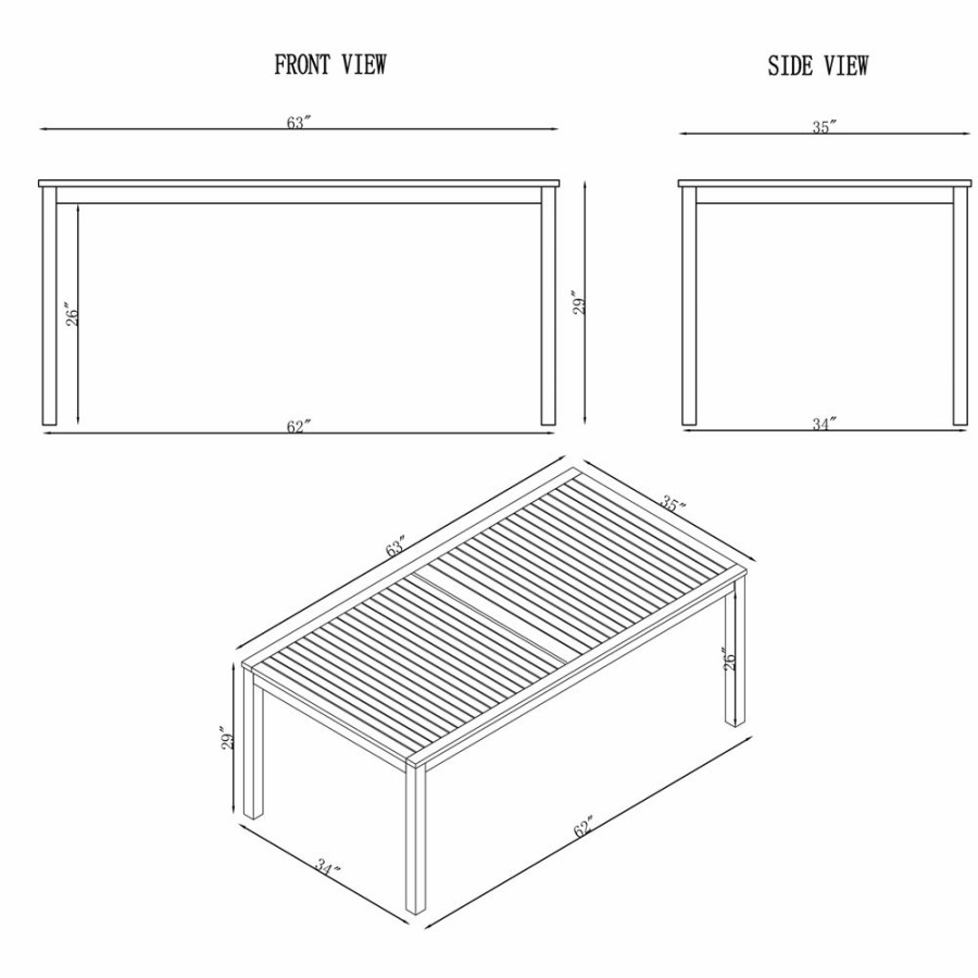 * Alaterre Okemo Rectangle Outdoor Dining Table 63-In W X 35-In L Clearance