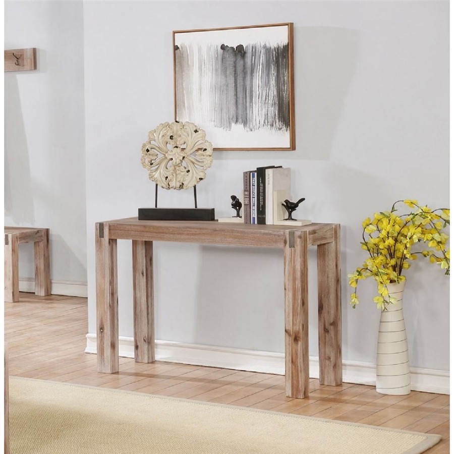 * Alaterre Woodstock Bushed Driftwood Rustic Console Table Clearance