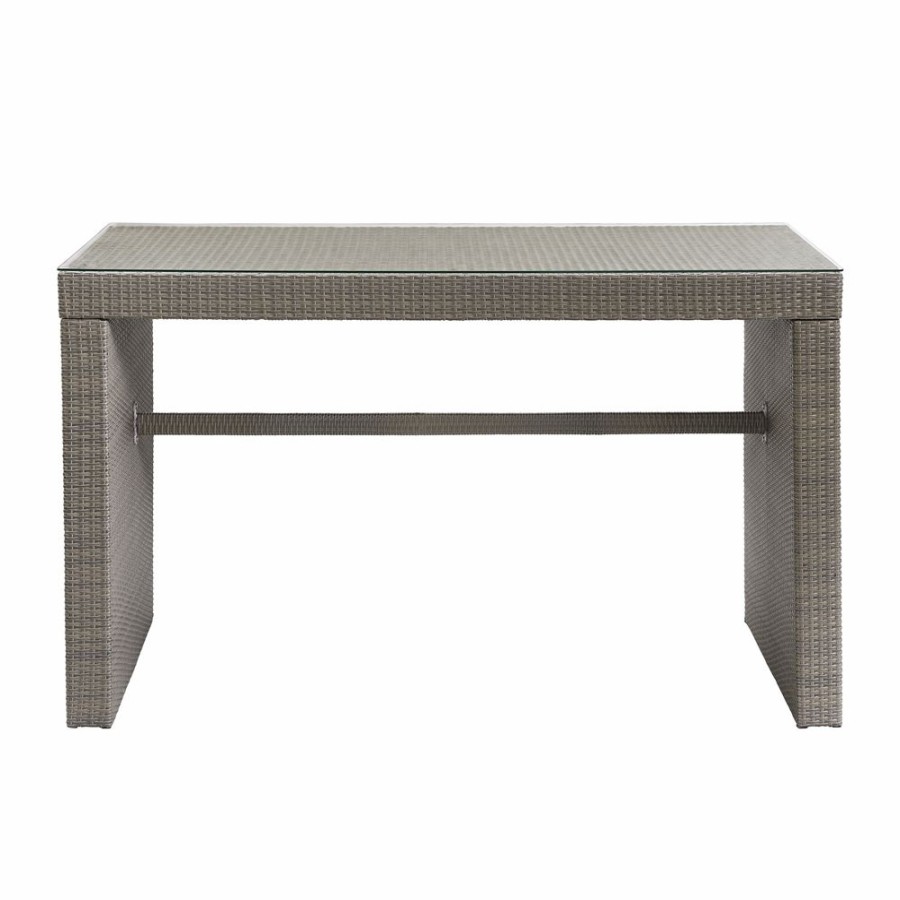 * Alaterre Asti Rectangle Wicker Outdoor Bar Height Table 70-In W X 33-In L New