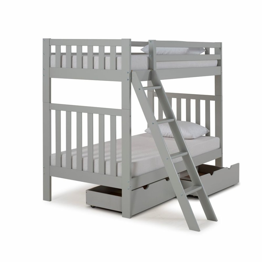 * Alaterre Aurora Dove Grey Twin Over Twin Bunk Bed With Integrated Storage Clearance