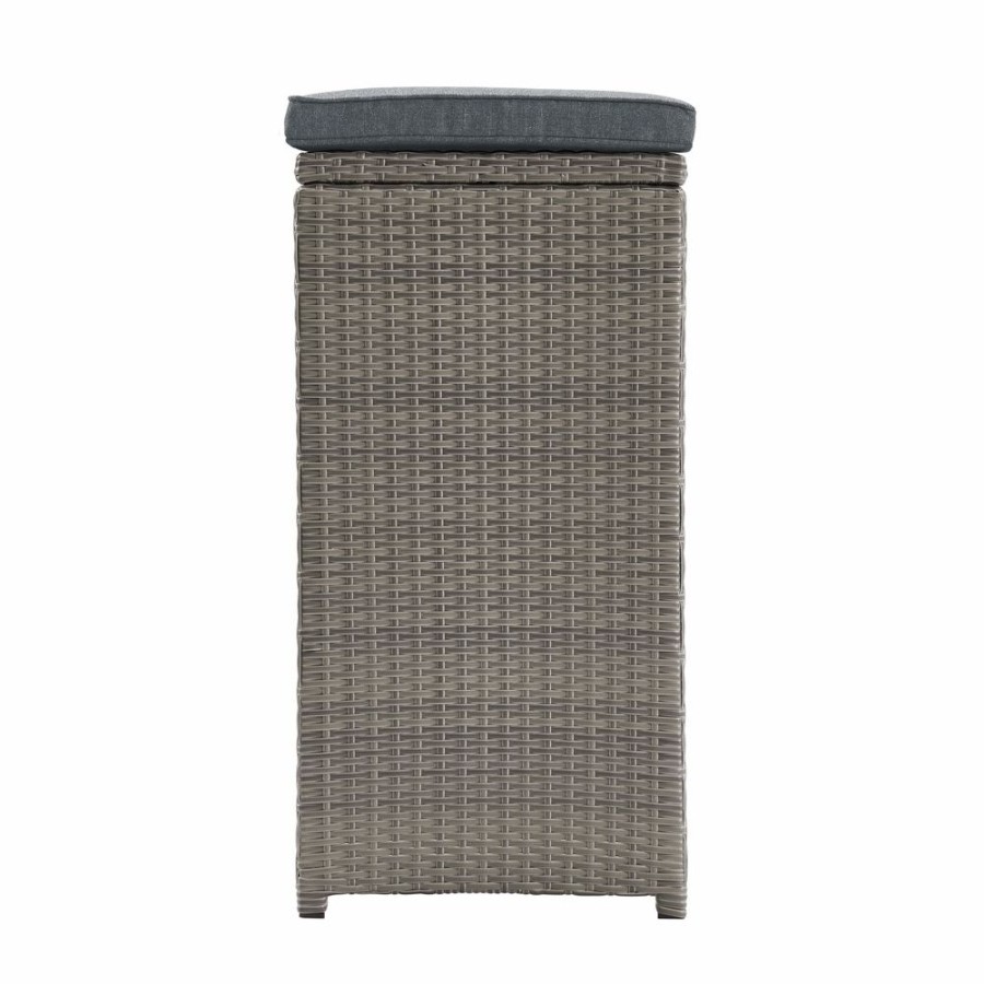 * Alaterre Asti Grey Wicker Metal Stationary 30-In H Bar Stools With Grey Cushioned Seat Set Of 6 Wholesale