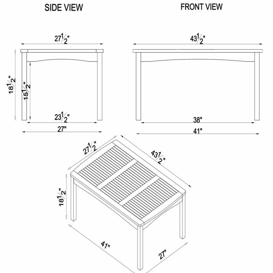 * Alaterre Lyndon Rectangle Outdoor Cocktail Table 44-In W X 28-In L Hot