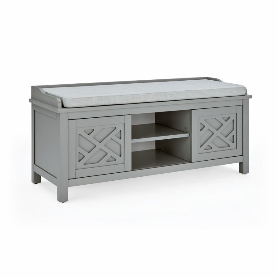 * Alaterre Coventry Rustic Grey Accent Bench With Integrated Storage New