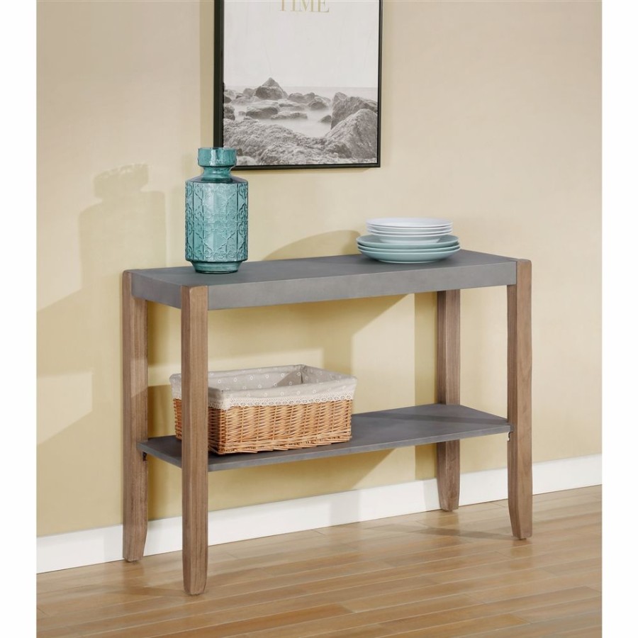 * Alaterre Newport Concrete Grey Rustic Console Table Clearance