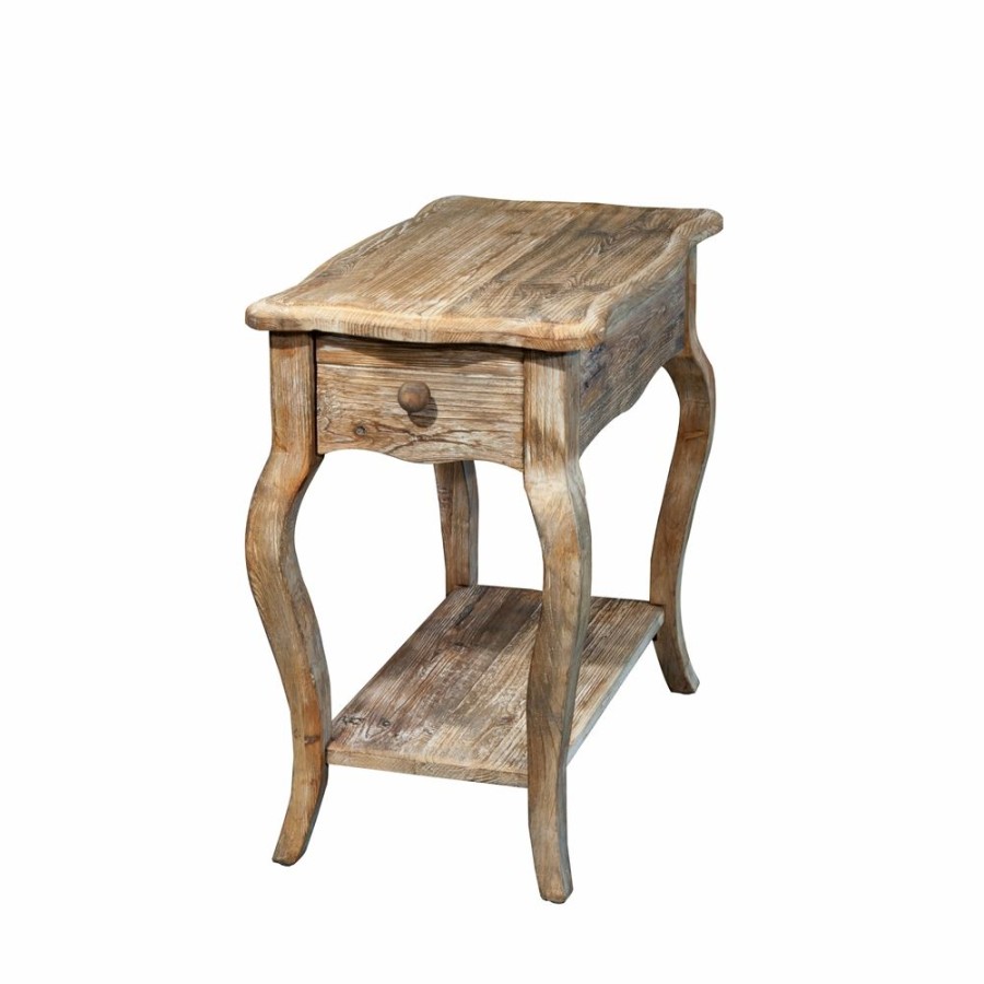 * Alaterre Rustic Driftwood Wood Rectangular End Table With Drawer New