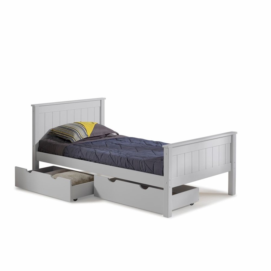 * Alaterre Harmony Dove Grey Twin Platform Bed With Integrated Storage Hot