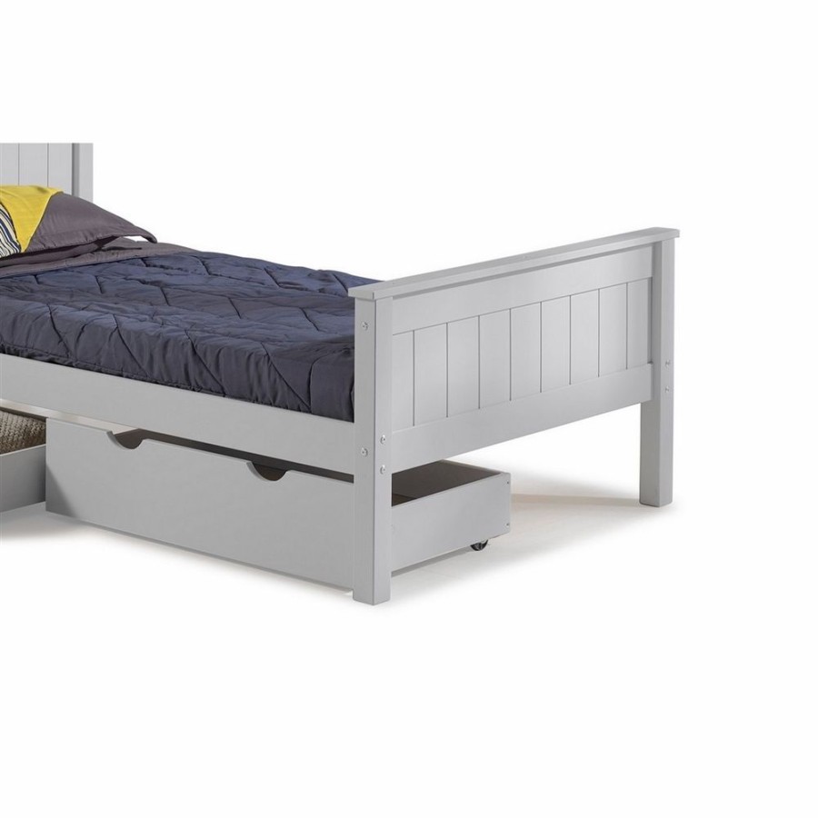 * Alaterre Harmony Dove Grey Twin Platform Bed With Integrated Storage Hot